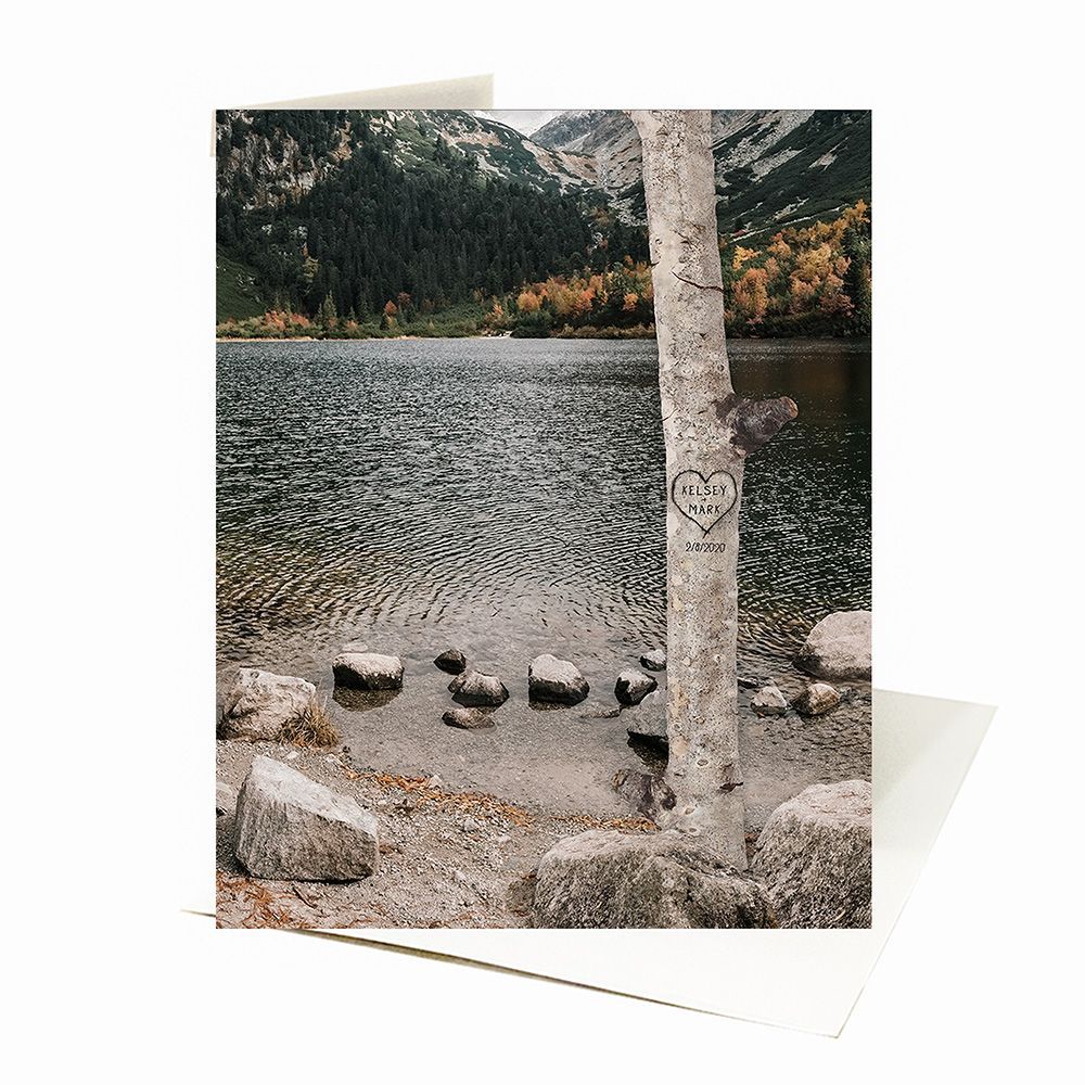 River Rock Mountain Names in Tree Anniversary Card Gift for Couple C-2174