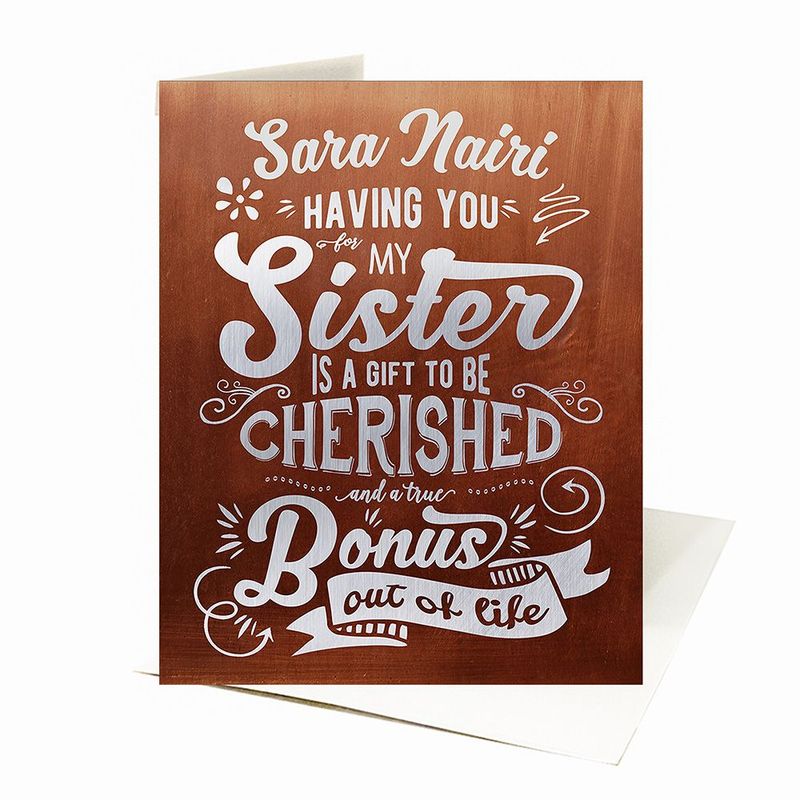 #1 Best Seller - Copper A Sister is a Bonus Out of Life Typography Birthday Card Gift for Sister C-2147
