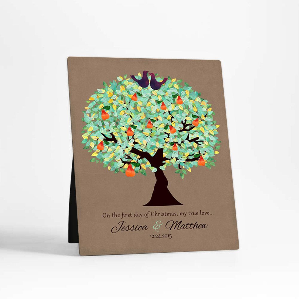 Christmas Pear Tree Christmas Desktop Plaque Gift for Couple D-1183