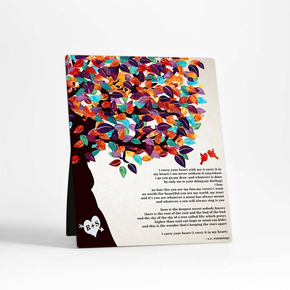 #1 Best Seller - Half Tree 10th Anniversary Desktop Plaque Gift for Couple D-1169