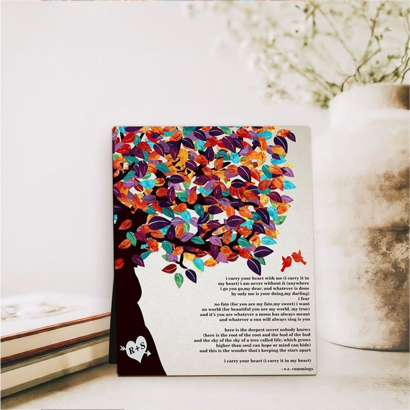 #1 Best Seller - Half Tree 10th Anniversary Desktop Plaque Gift for Couple D-1169