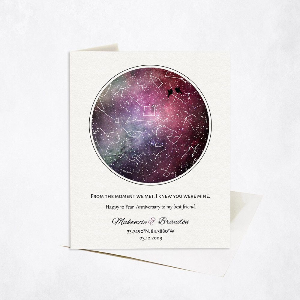 Star Map 10th Anniversary Card Gift for Couple C-1752