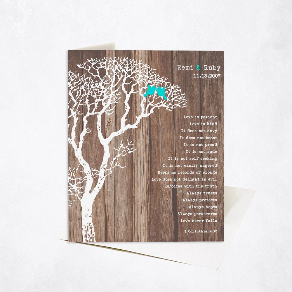 Wood Bare Tree 5th Anniversary Card Gift for Couple C-1733