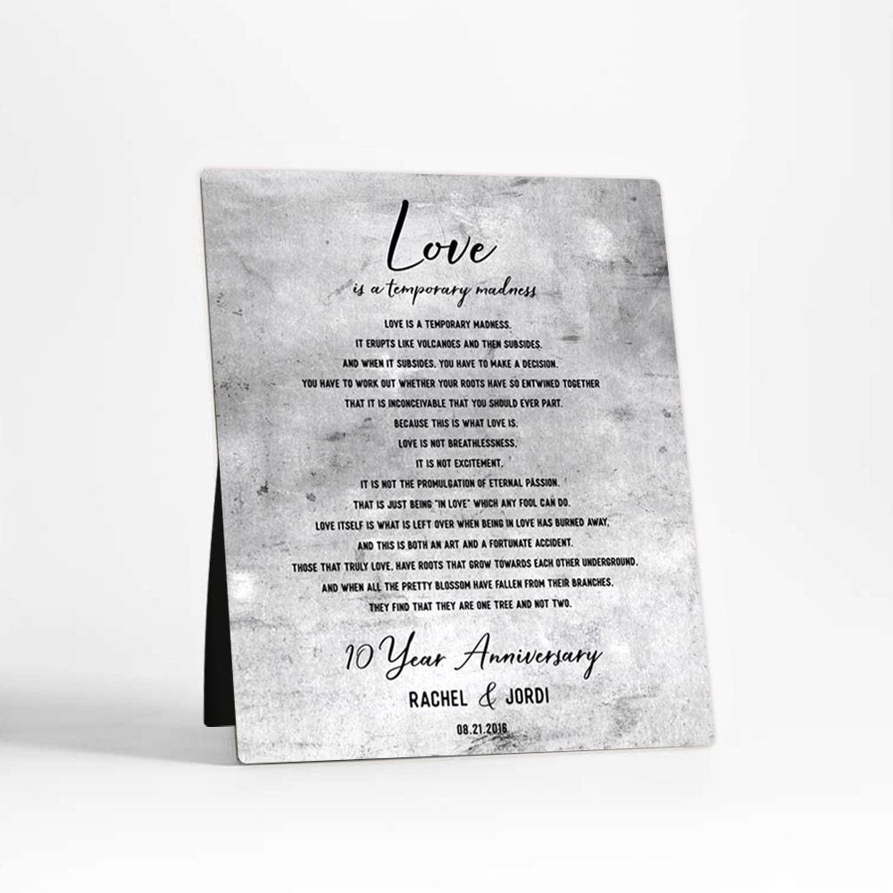 #1 Best Seller - Tarnished Tin Wedding Reading 10th Anniversary Desktop Plaque Gift for Couple D-1904