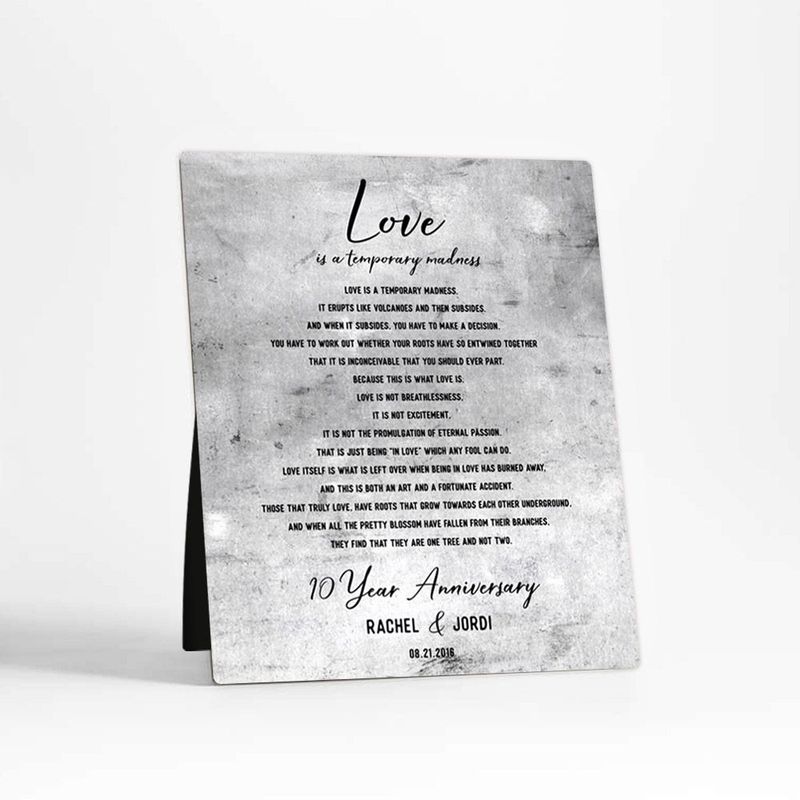 #1 Best Seller - Tarnished Tin Wedding Reading 10th Anniversary Desktop Plaque Gift for Couple D-1904