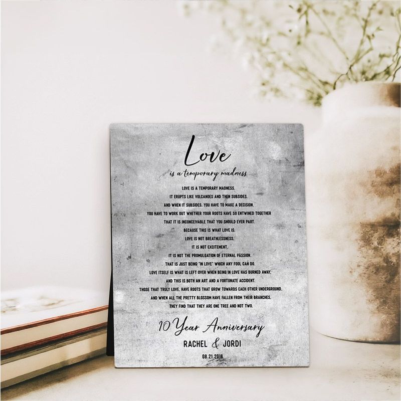 #1 Best Seller - Tarnished Tin Wedding Reading 10th Anniversary Desktop Plaque Gift for Couple D-1904