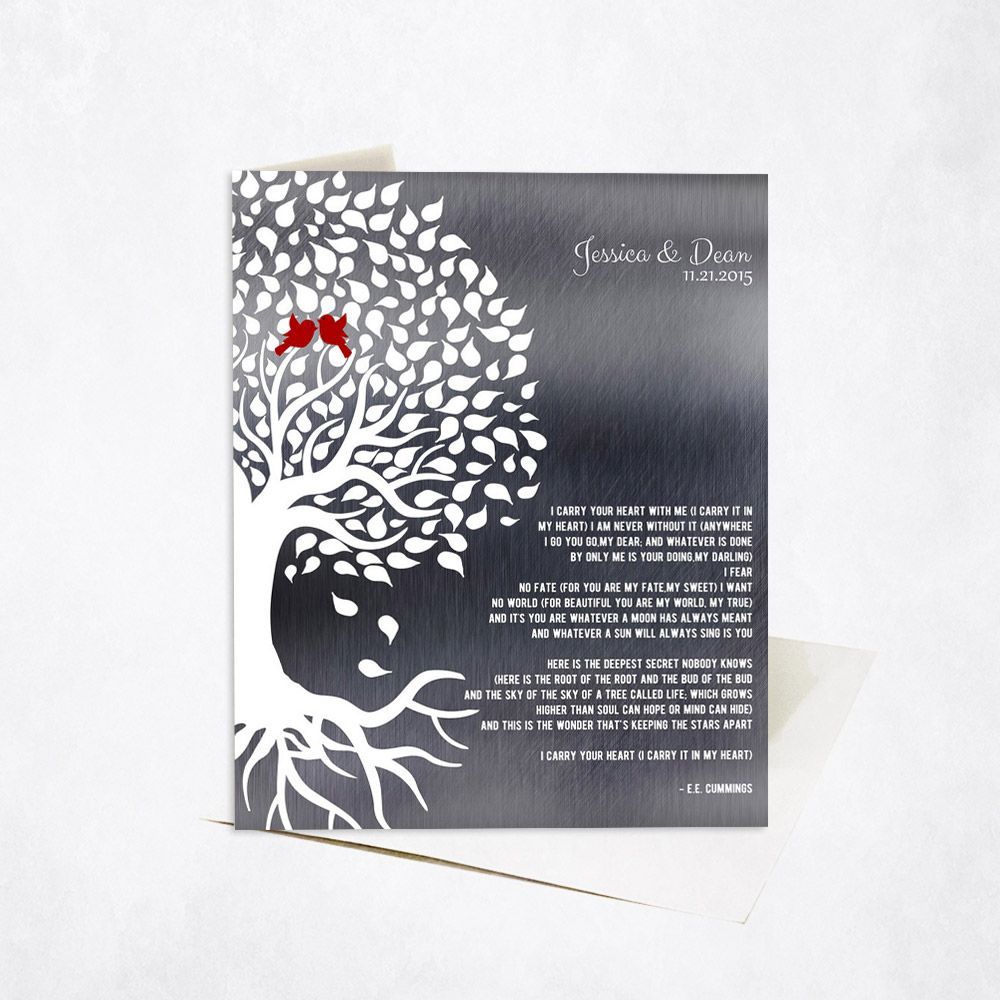 Tin Half Tree with Roots 10th Anniversary Card Gift for Couple C-1282