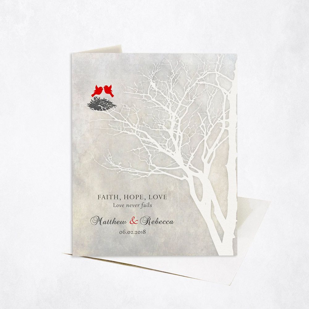Branchy Tree Bird Nest Anniversary Card Gift for Couple C-1526