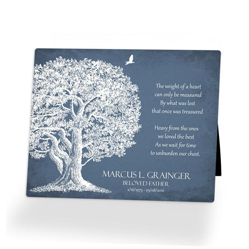 #1 Best Seller - White Oak Tree Memorial Desktop Plaque Gift for Bereaved Family D-1329
