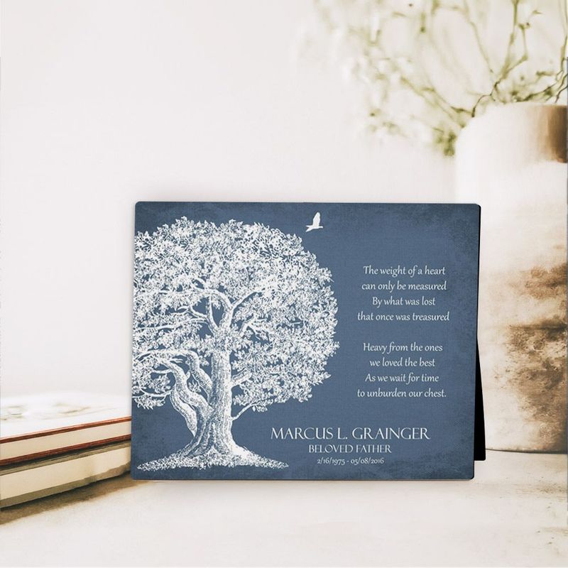 #1 Best Seller - White Oak Tree Memorial Desktop Plaque Gift for Bereaved Family D-1329