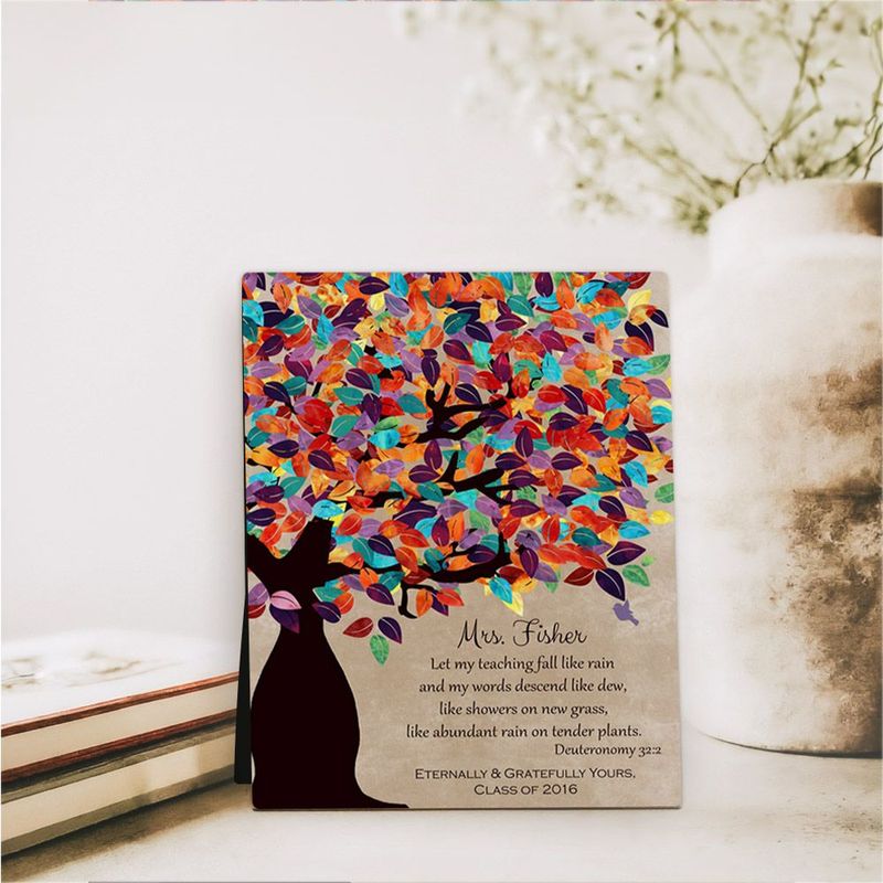 Colorful Spring Tree Teacher Appreciation Desktop Plaque Gift for Educator D-1229