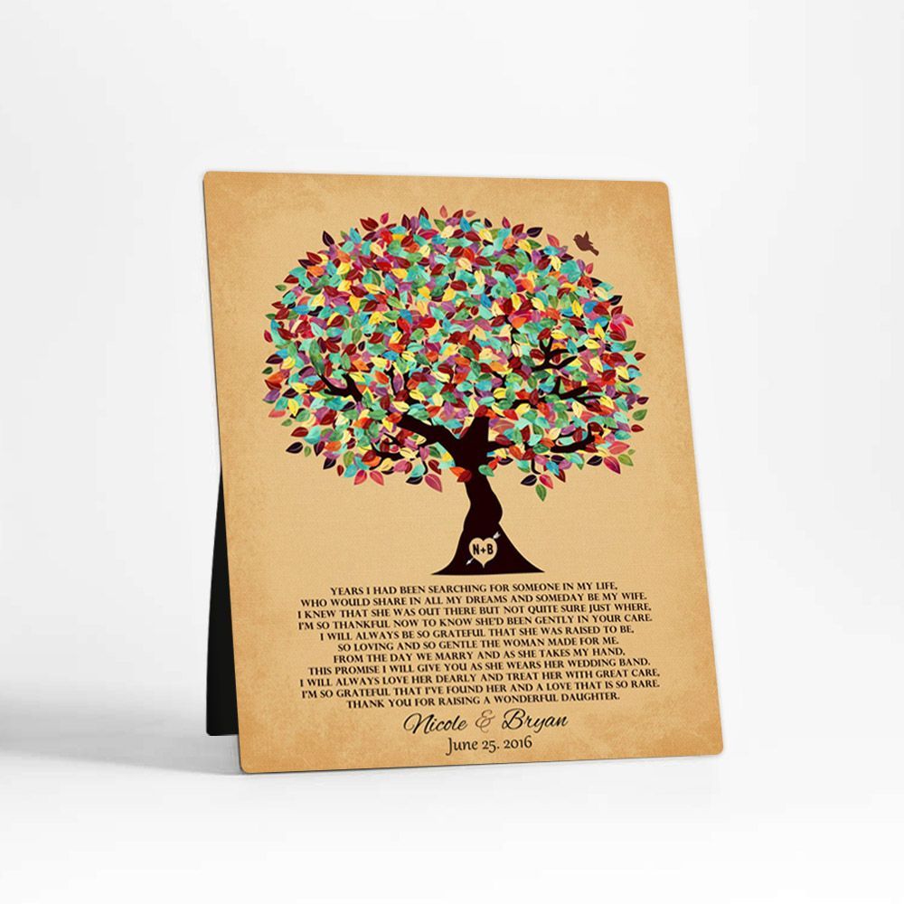 Colorful Summer Tree Wedding Desktop Plaque Gift for Mother Of The Bride D-1204