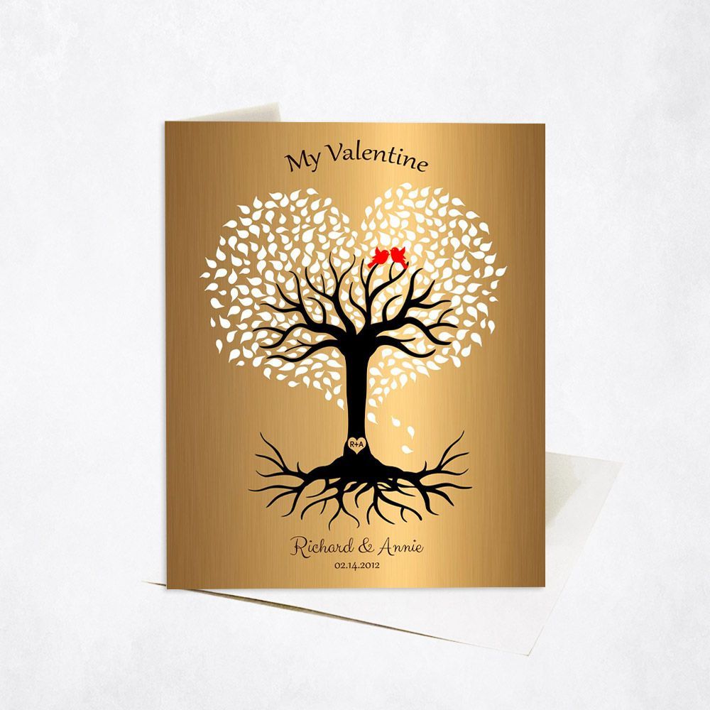Heart Shape Tree Anniversary Stationery Card For Couple C-1817
