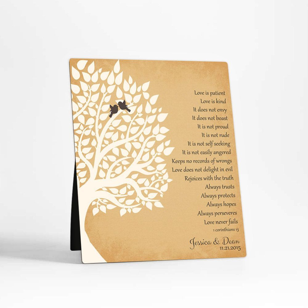 Half Tree Silhouette Anniversary Desktop Plaque Gift for Couple D-1131