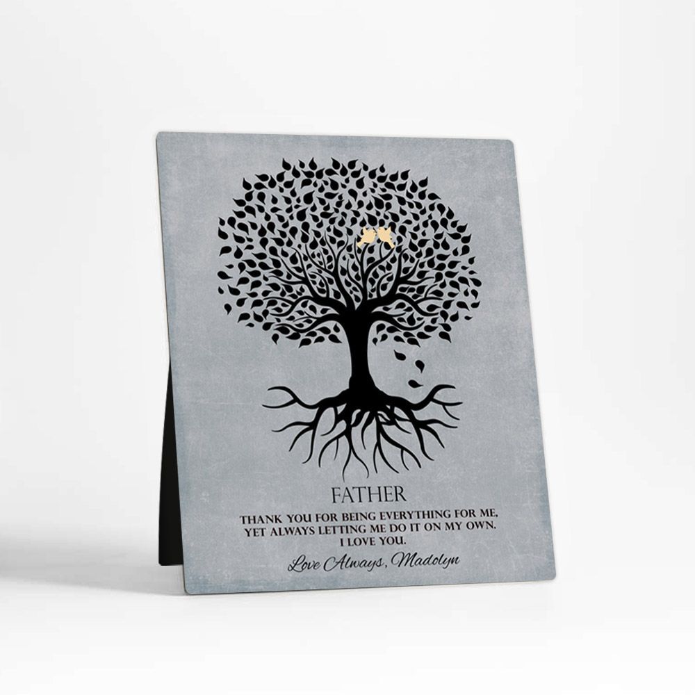 Rooted Tree Silhouette Family Desktop Metal Plaque For Dad D-1113