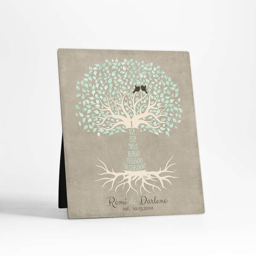 Countdown Tree 1st Anniversary Desktop Plaque Gift for Couple D-1430