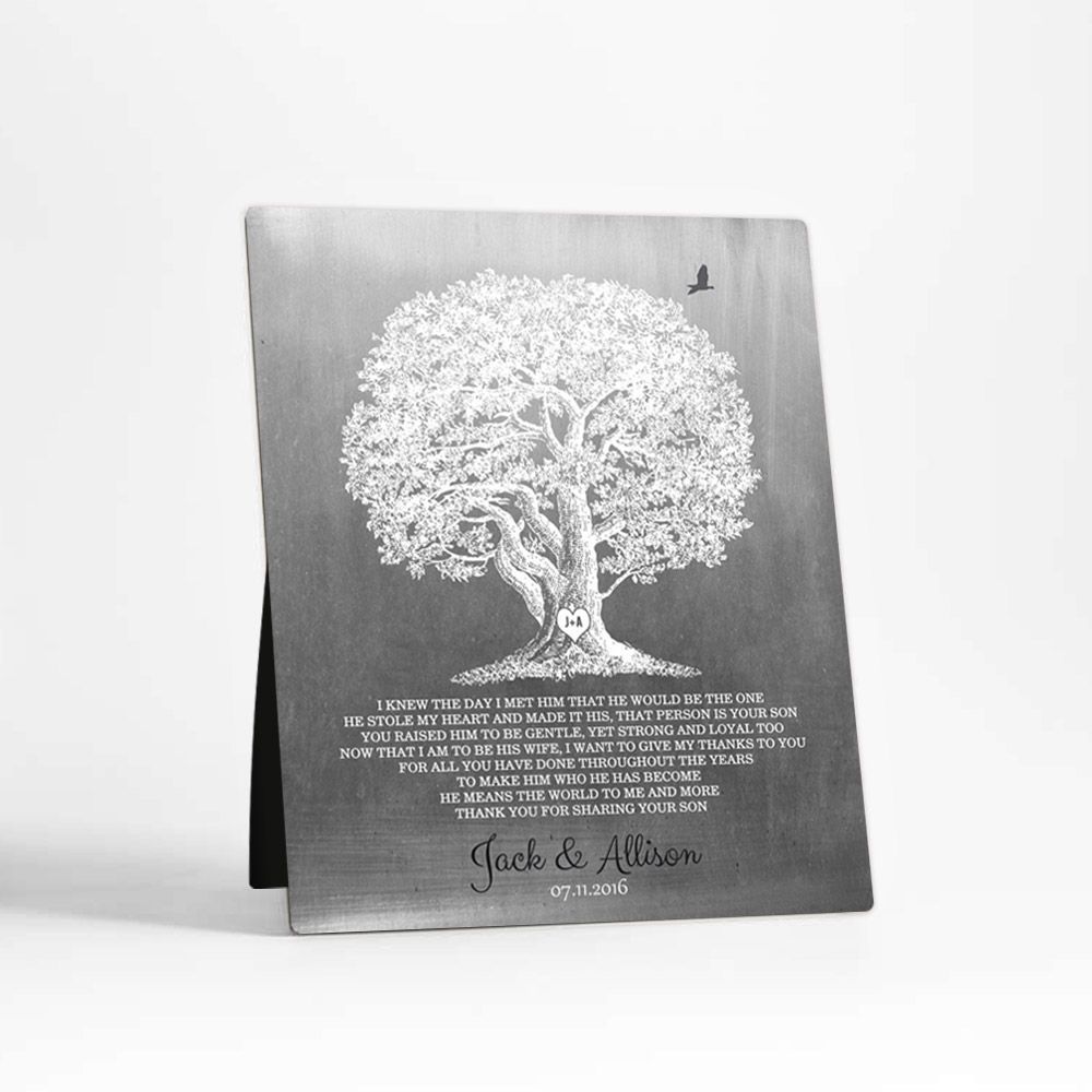 Tin White Oak Tree Wedding Desktop Plaque Gift for Mother Of The Groom D-1406