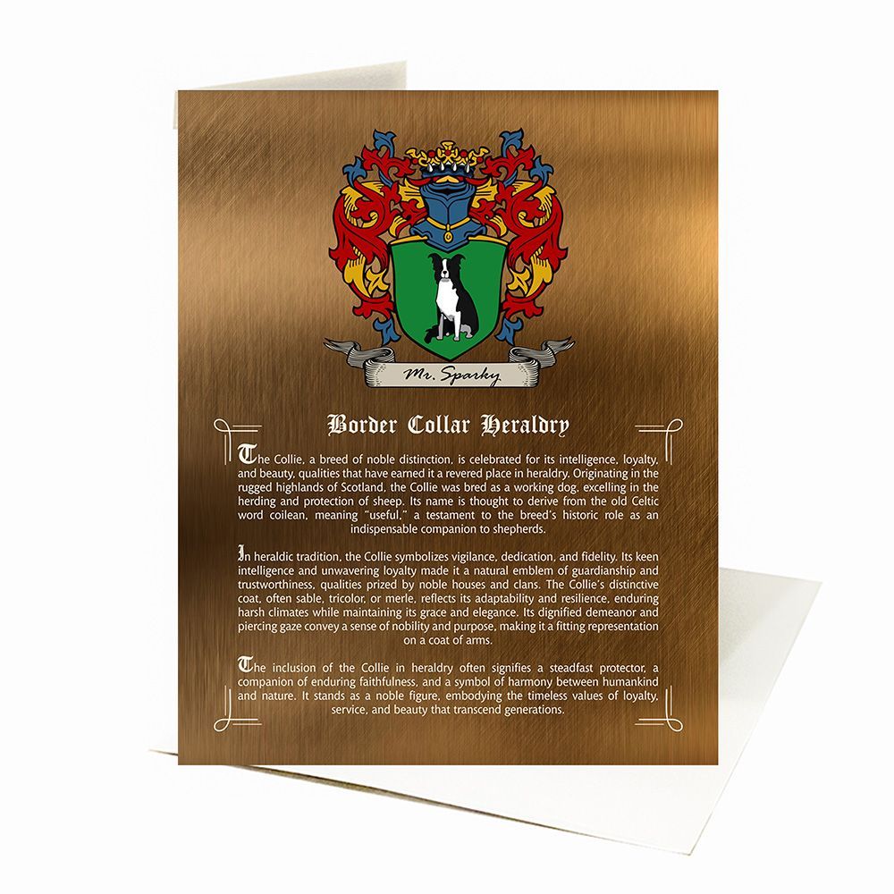 Bronze Pet Coat of Arms History of Breed Pet Anniversary Card Gift for Family C-2134