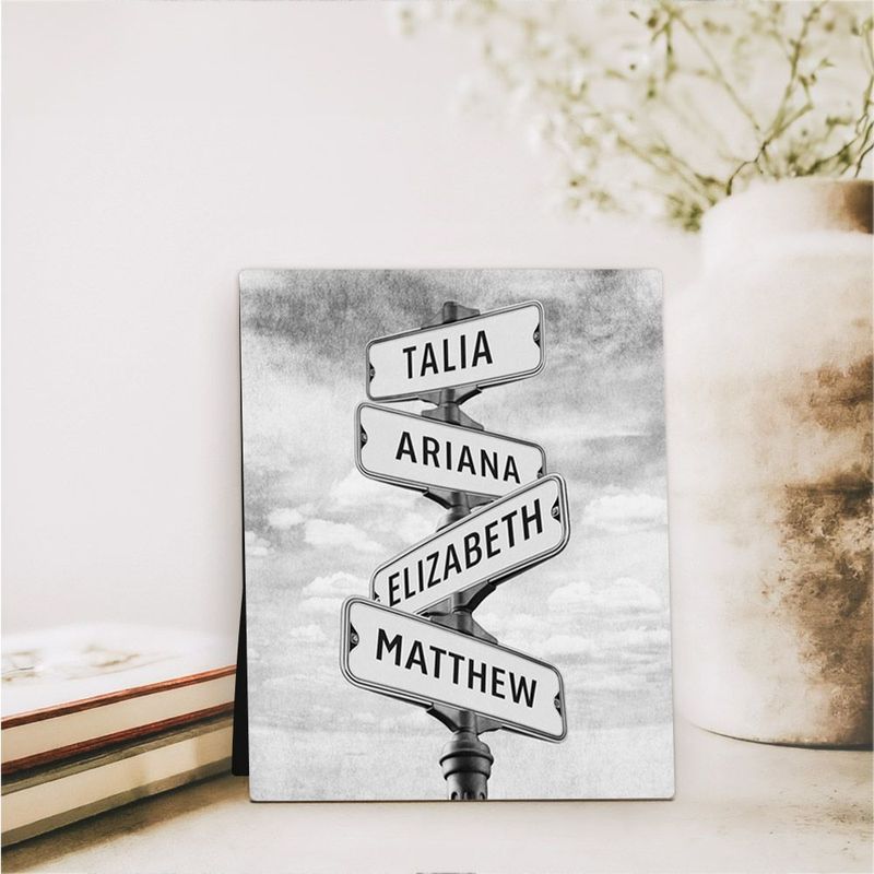Family Signpost 4 Names 2nd Anniversary Desktop Plaque Gift for Couple D-1938