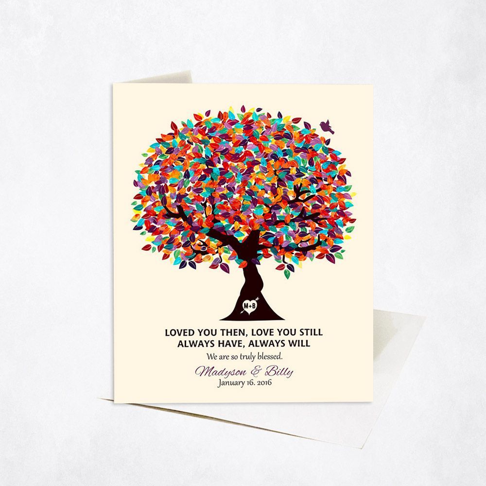 Colorful Spring Tree 10th Anniversary Card Gift for Couple C-1284
