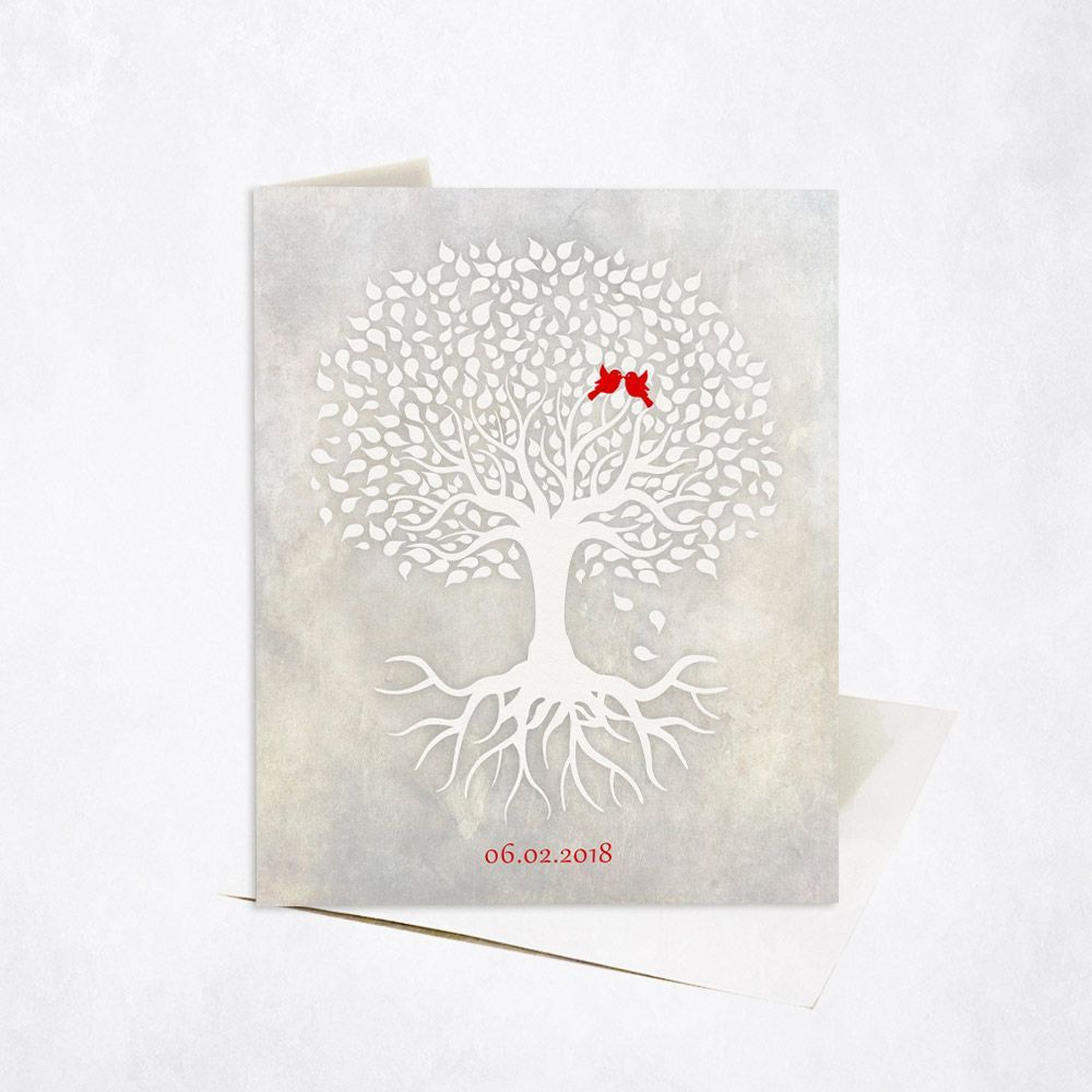 White Tree with Roots Anniversary Card Gift for Couple C-1527