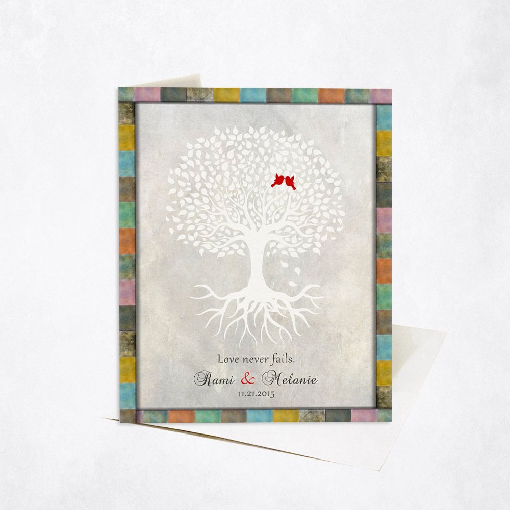 White Tree with Roots Anniversary Card Gift for Couple C-1524