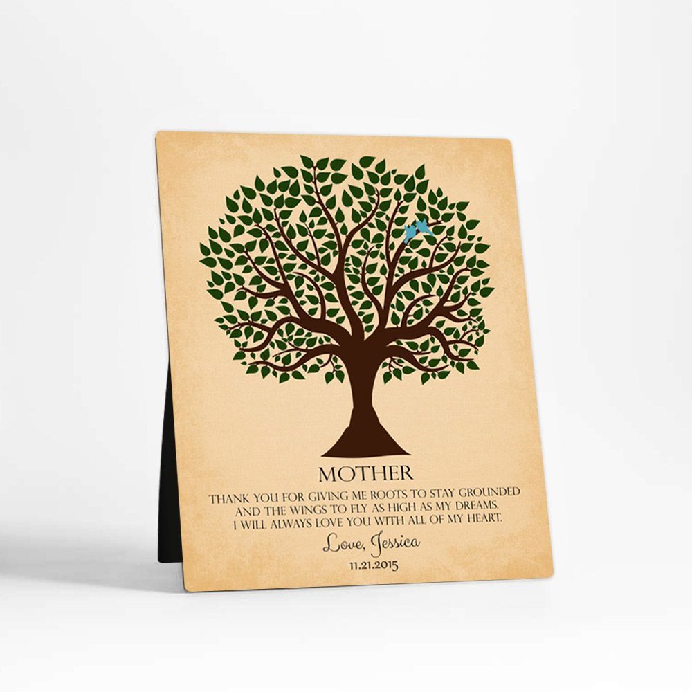 Green Tree Silhouette Wedding Desktop Plaque Gift for Mother D-1143