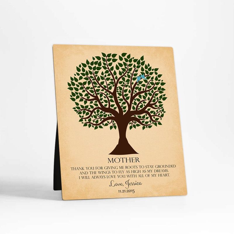 Green Tree Silhouette Wedding Desktop Plaque Gift for Mother D-1143