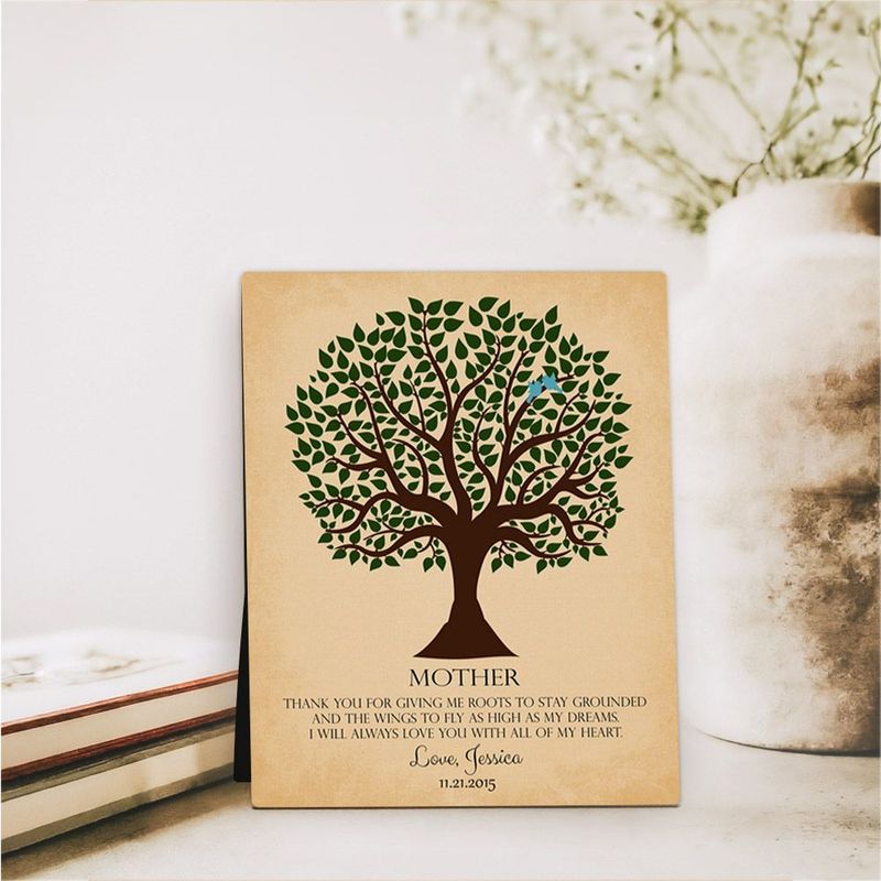Green Tree Silhouette Wedding Desktop Plaque Gift for Mother D-1143