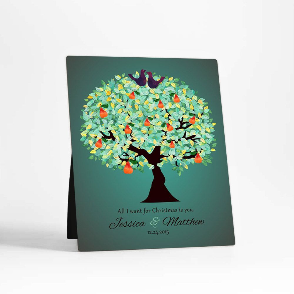Christmas Pear Tree Christmas Desktop Plaque Gift for Couple D-1184