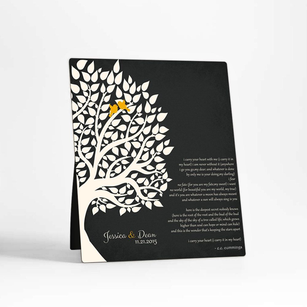 #1 Best Seller - Half Tree Silhouette Anniversary Desktop Plaque Gift for Couple D-1133