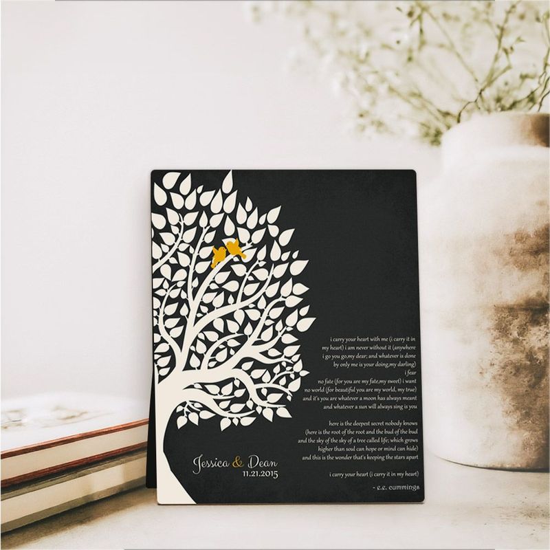#1 Best Seller - Half Tree Silhouette Anniversary Desktop Plaque Gift for Couple D-1133