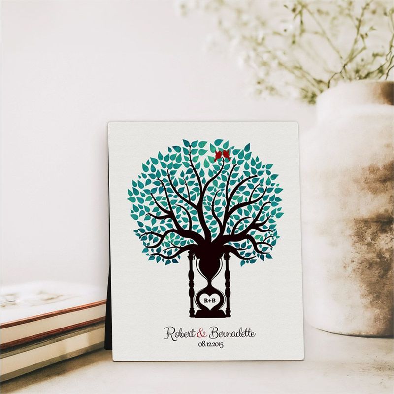#1 Best Seller - Hourglass Tree 1st Anniversary Desktop Plaque Gift for Couple D-1387