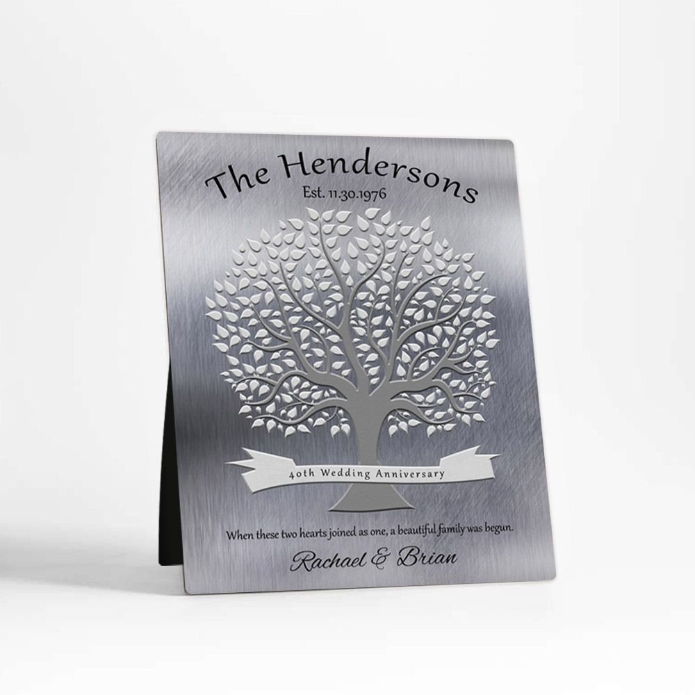 Tin Tree Silhouette 40th Anniversary Desktop Plaque Gift for Couple D-1347