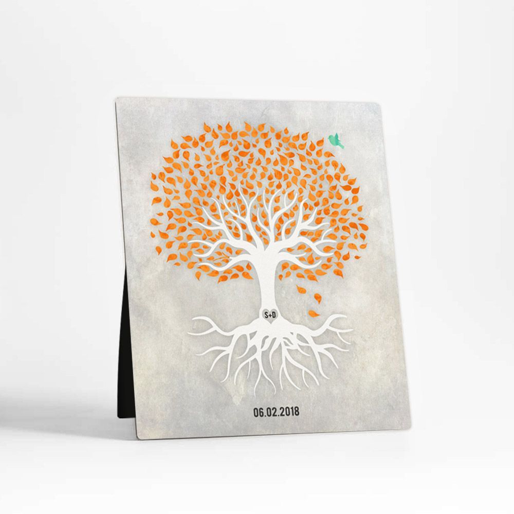 White Canopy Tree Anniversary Desktop Plaque Gift for Couple D-1534