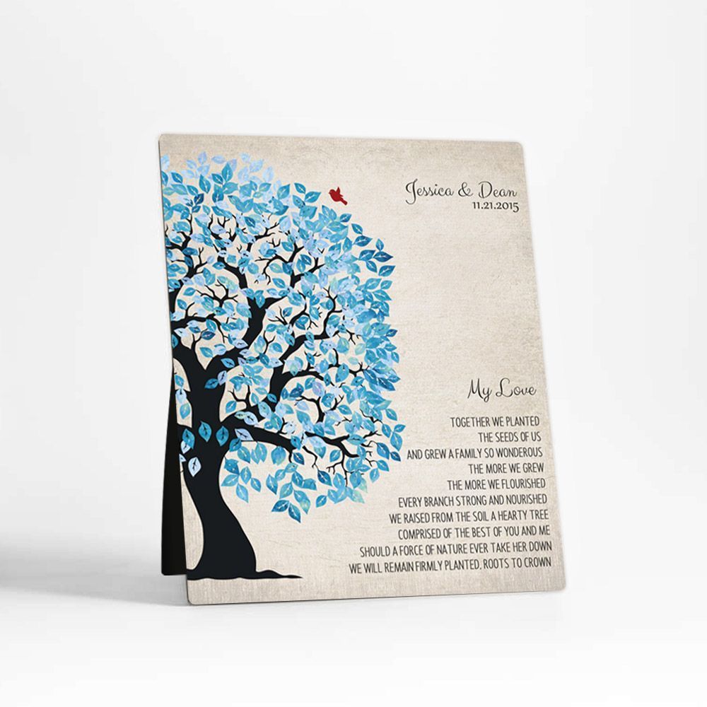 Half Artful Tree 10th Anniversary Desktop Plaque Gift for Couple D-1279