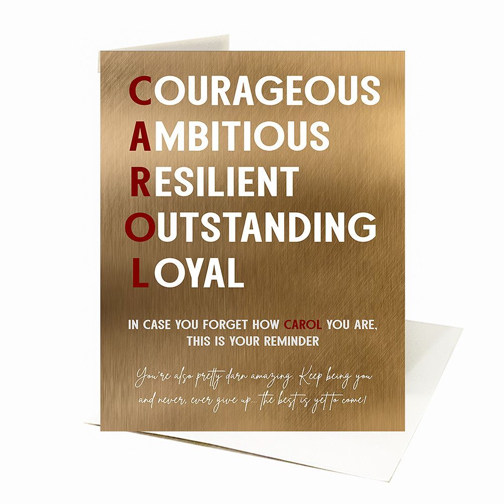 Bronze First Name Acronym Encouragement Birthday Card Gift for Family C-2163