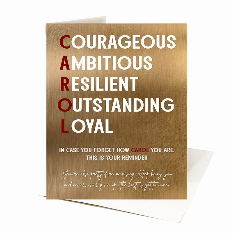Bronze First Name Acronym Encouragement Birthday Card Gift for Family C-2163