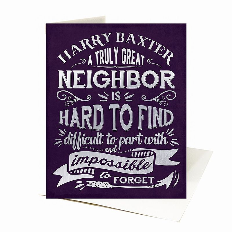 Truly Great Neighbor Typography Moving Away Card Gift for Neighbor C-2146