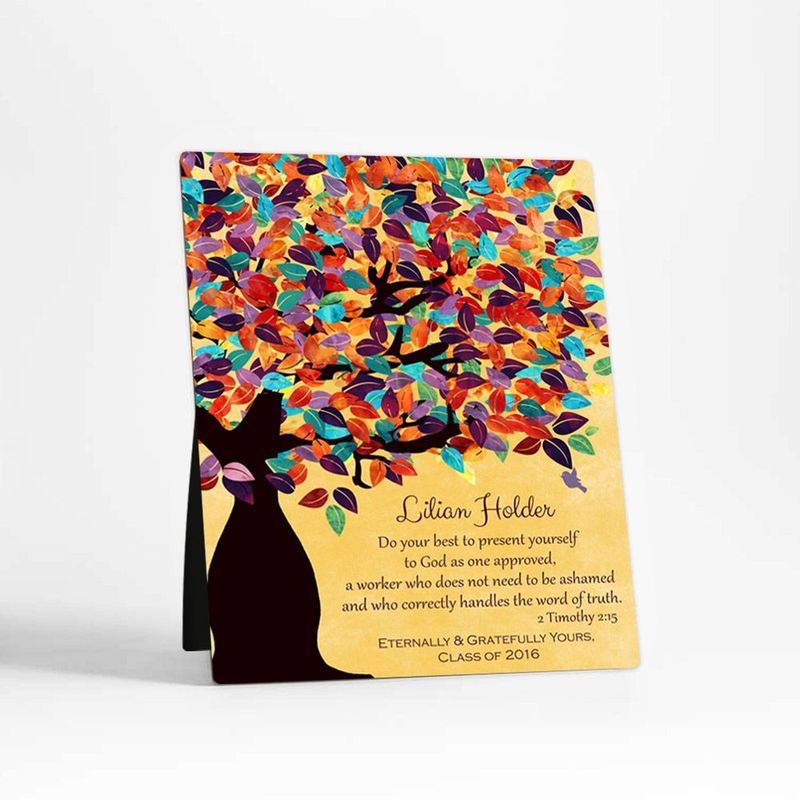 Colorful Spring Tree Teacher Appreciation Desktop Plaque Gift for Educator D-1231