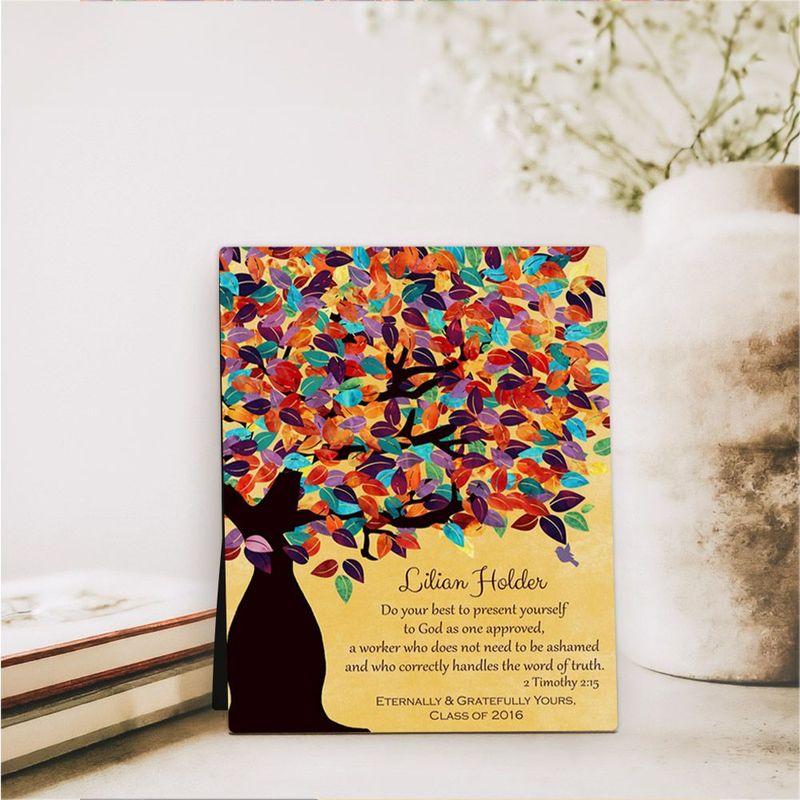 Colorful Spring Tree Teacher Appreciation Desktop Plaque Gift for Educator D-1231