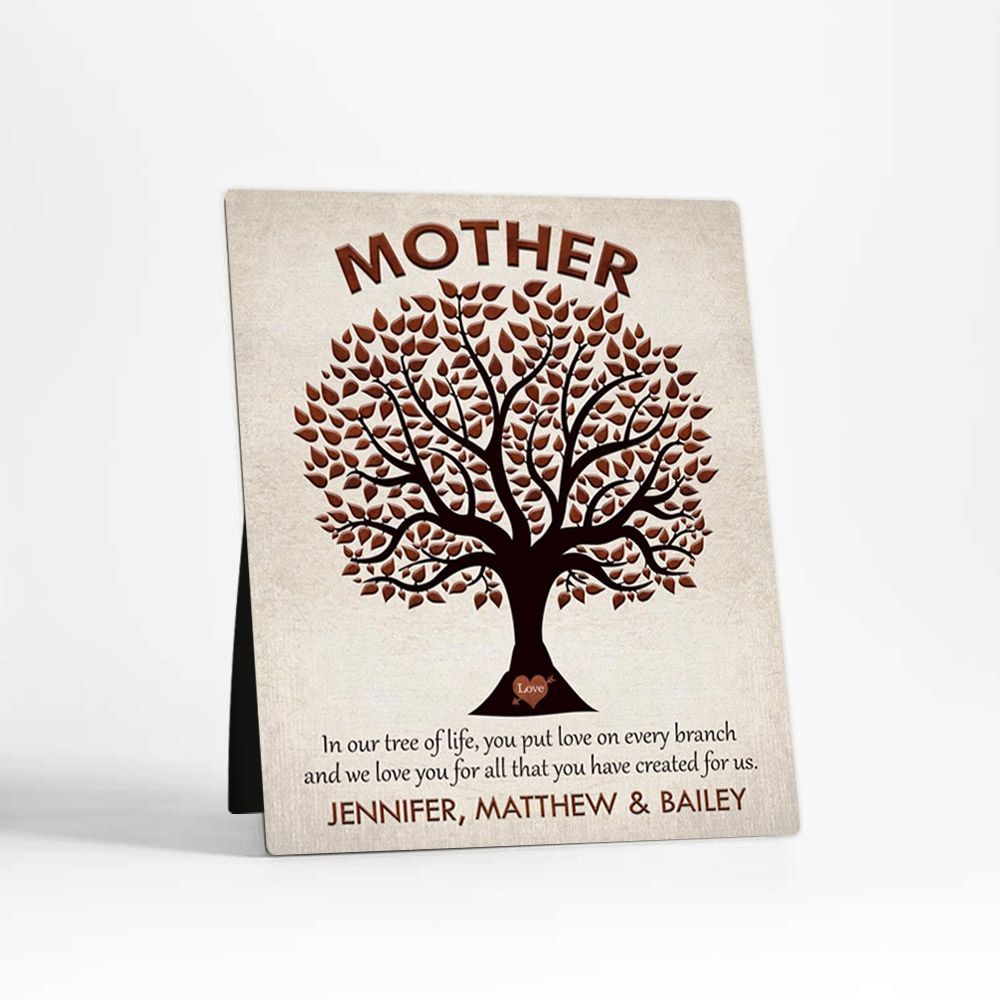 Mother Tree Silhouette Family Desktop Metal Plaque For Mom D-1221