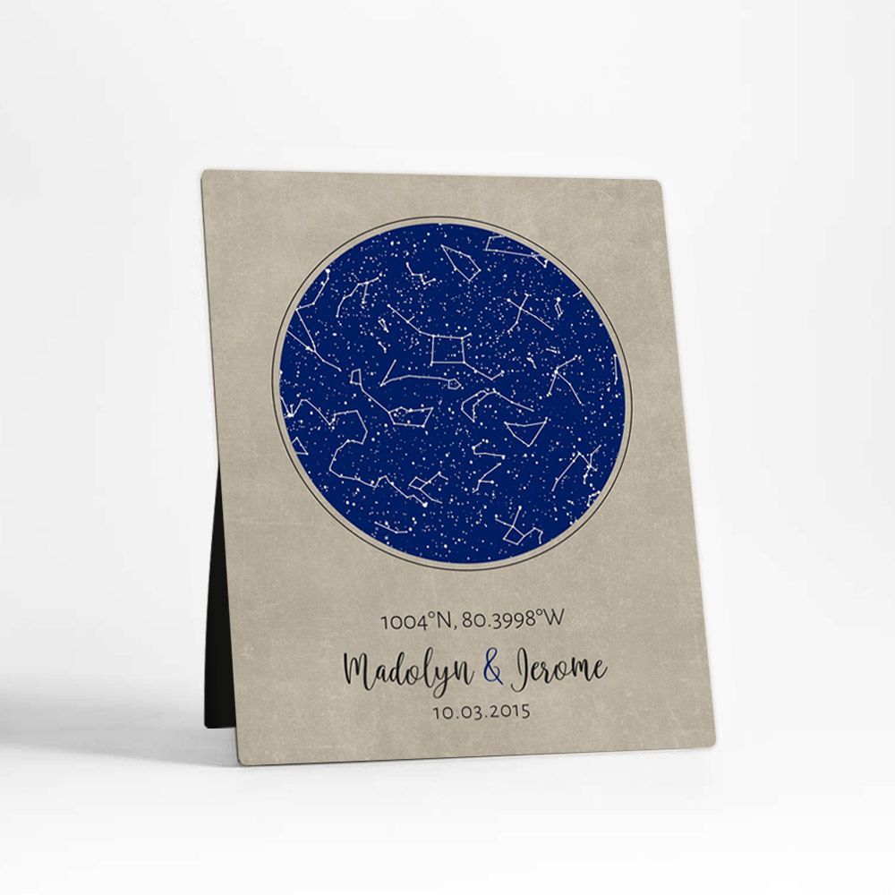 Star Map 2nd Anniversary Desktop Plaque Gift for Couple D-1736