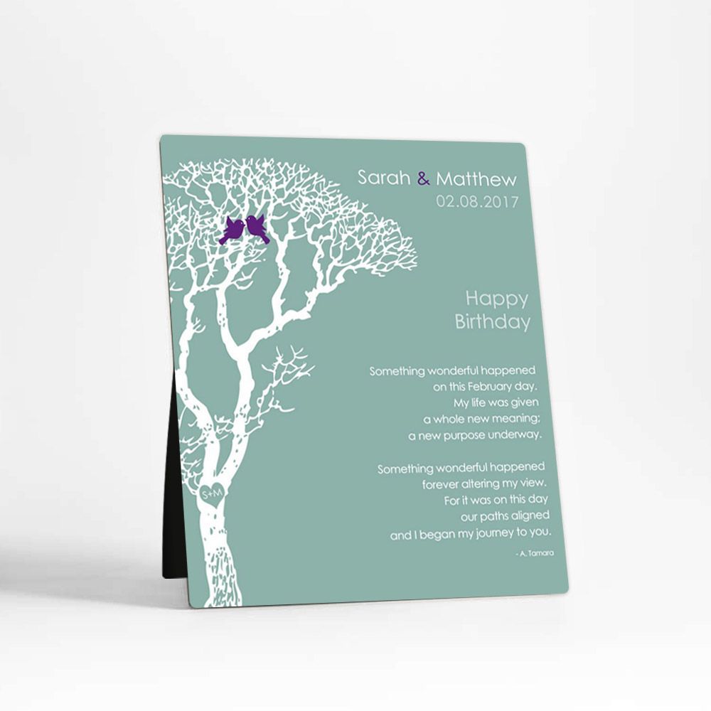 White Bare Tree Spouse Birthday Desktop Plaque Gift for Spouse D-1714