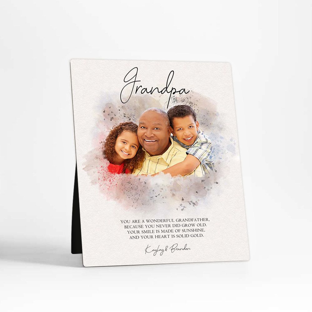 Watercolor Portrait Family Appreciation Desktop Plaque Gift for Grandparent D-1854