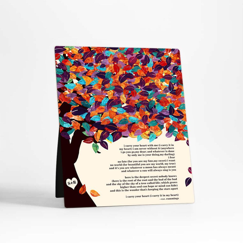 Colorful Spring Tree 10th Anniversary Desktop Plaque Gift for Couple D-1295