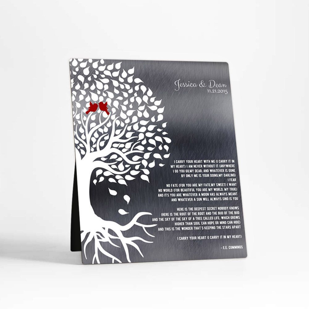 Tin Half Tree with Roots 10th Anniversary Desktop Plaque Gift for Couple D-1282