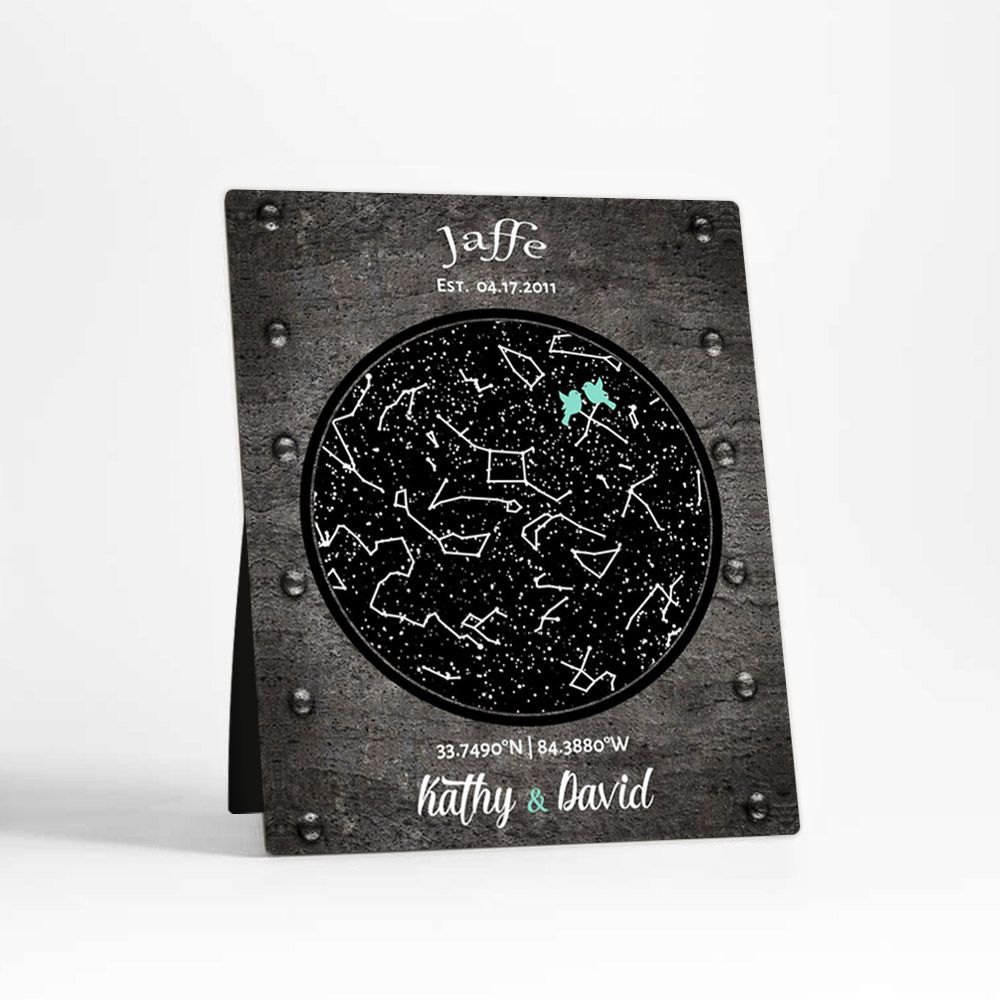 Iron Star Map 6th Anniversary Desktop Plaque Gift for Couple D-1744
