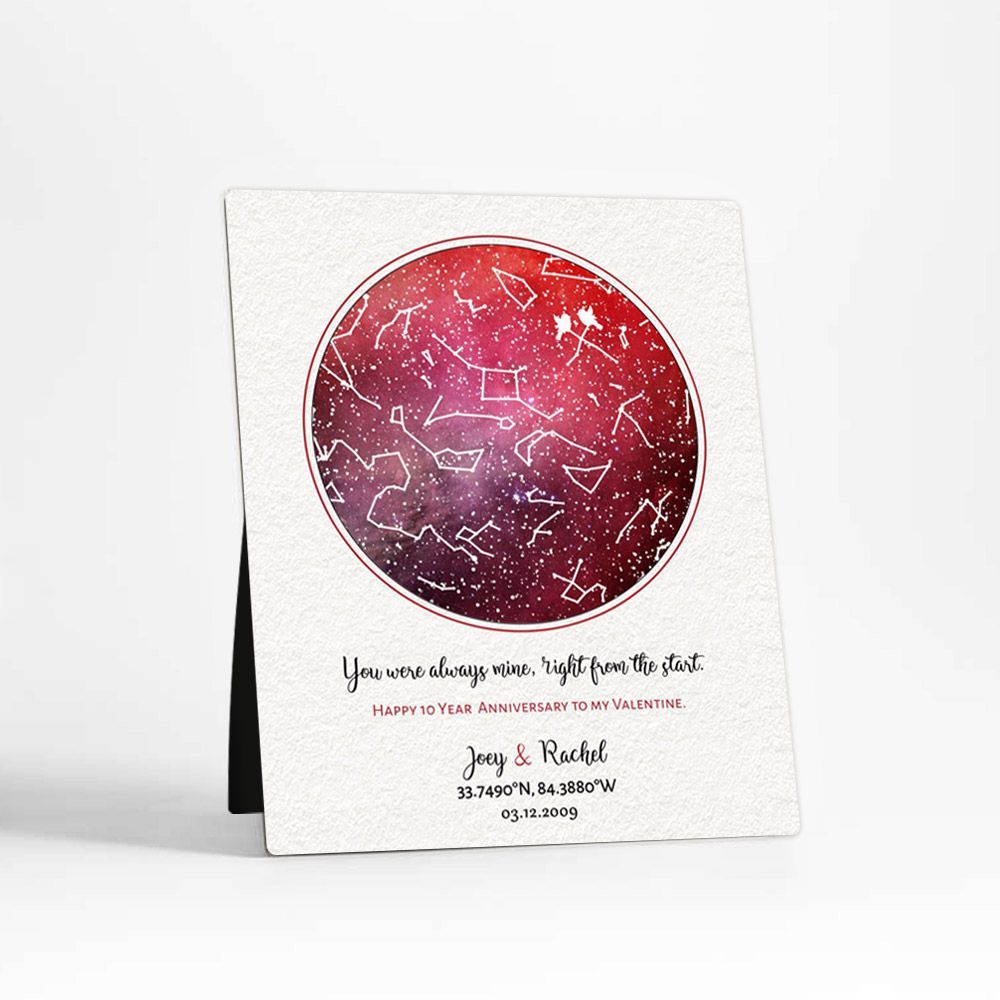 Star Map 10th Anniversary Desktop Plaque Gift for Couple D-1753
