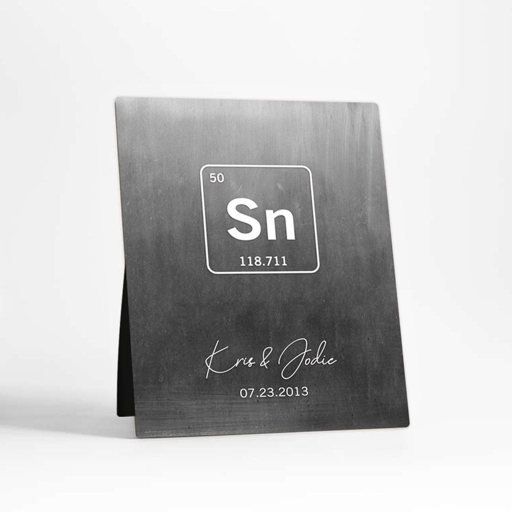 #1 Best Seller - Tin Periodic Table Element 10th Anniversary Desktop Plaque Gift for Couple D-1915